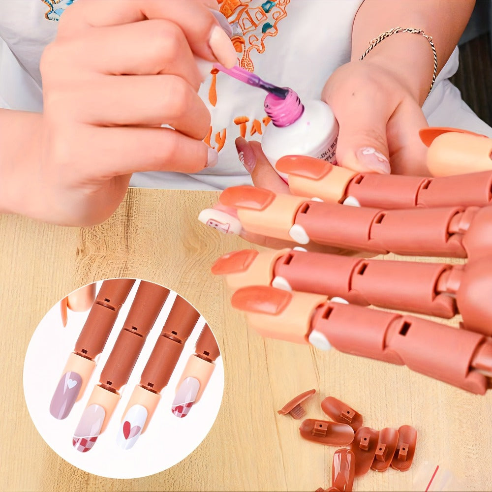 Acrylic Nail Exercise Hand, Flexible Nail Exercise Hand Training Kit, Nail Practice Fake Nail Glove Set