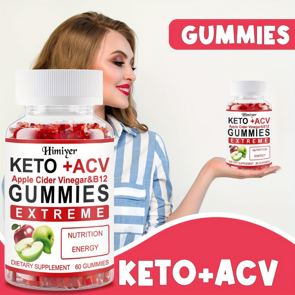 2 Bottles Of 120 Capsules - Keto ACV Apple Cider Vinegar & B12 Apple Cider Vinegar, Added Pomegranate Beet Juice Powder B12 Vegetarian Gummies - One In The Morning And Evening Can Last for Two Months