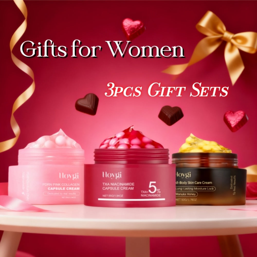 3pcs PDRN Collagen Capsule Cream&Vitamin C Capsule Facial Cream&Nicotinamide Capsule Cream with Capsule Technology, Moisturizes And Locks In Moisture. Suitable for Day And Night Use.valentines Day Gifts, Fall Winter Skincare, Aift Sets for Women