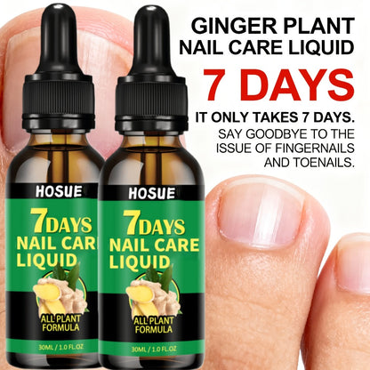 Nail Care Liquid Ginger Plant Formula 1.01oz Fixes Uneven Yellowing Gray Nails in 7 Days Daily Nail Treatment After Manicure HOSUE 2-Piece Set