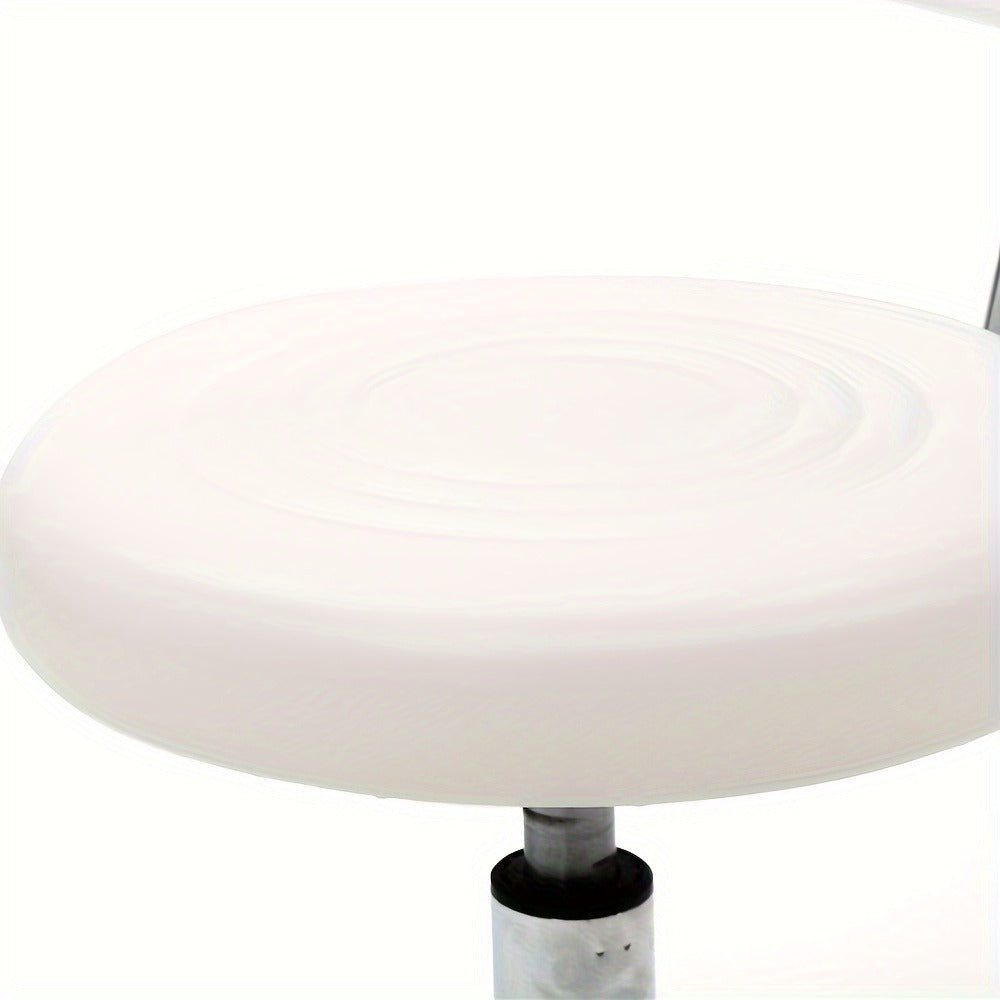 Round Shape Adjustable Salon Stool with Back And Line White