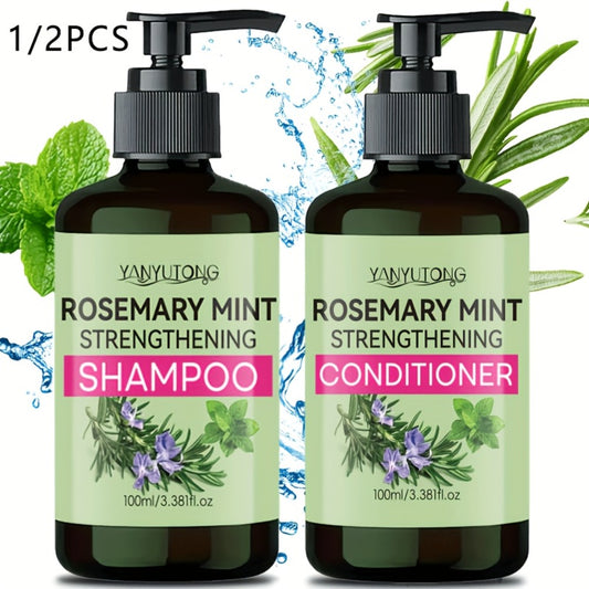 1/2pcs Rosemary Mint Shampoo And Conditioner - Neutral Hair, Contains Rosemary Extract, Moisturizes Hair, Unisex