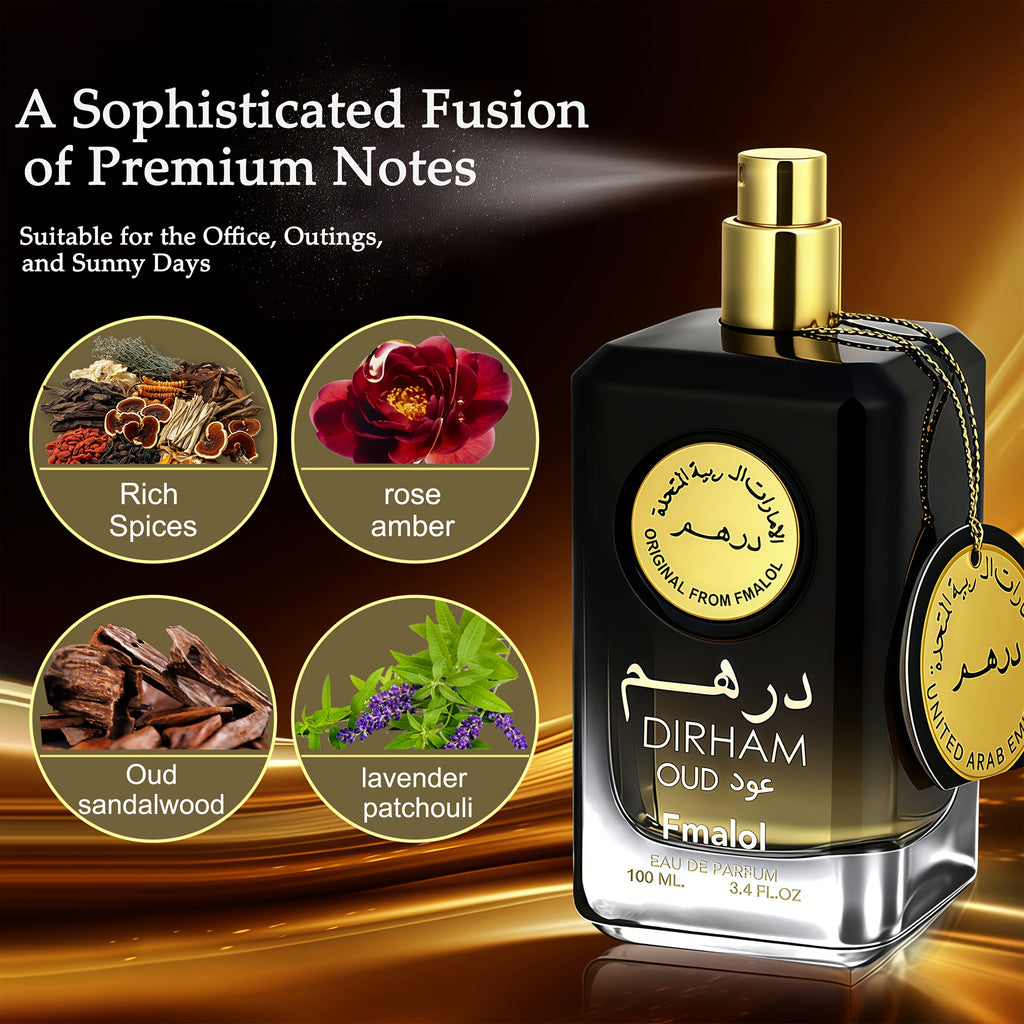 Luxury Arabic Men'S Perfume - Long-lasting Agarwood And Woody Notes, Elegantly Gradient-hued Bottle Adorned With Arabic Calligraphy And Islamic Art Designs, 3.4 Fl Oz. Suitable For Daily Wear And Special Occasions. The Perfect Gift For Him.