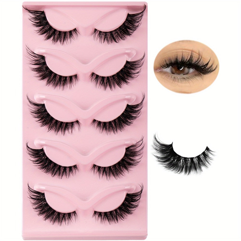 3Boxes(15pairs) Cat Eye Eyelashes 3D Natural False Lashes Fluffy Soft Cross Clear Band Lashes Manga Lashes Wispy Eyelash Makeup