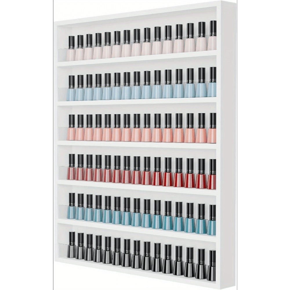 6 Layers/ 10 Layers Nail Polish Rack, Wall Mount Nail Polish Organizer W/ Acrylic Baffle, Salon Display Rack for Home Spa And Nail Studio, Pink/ White/ Black