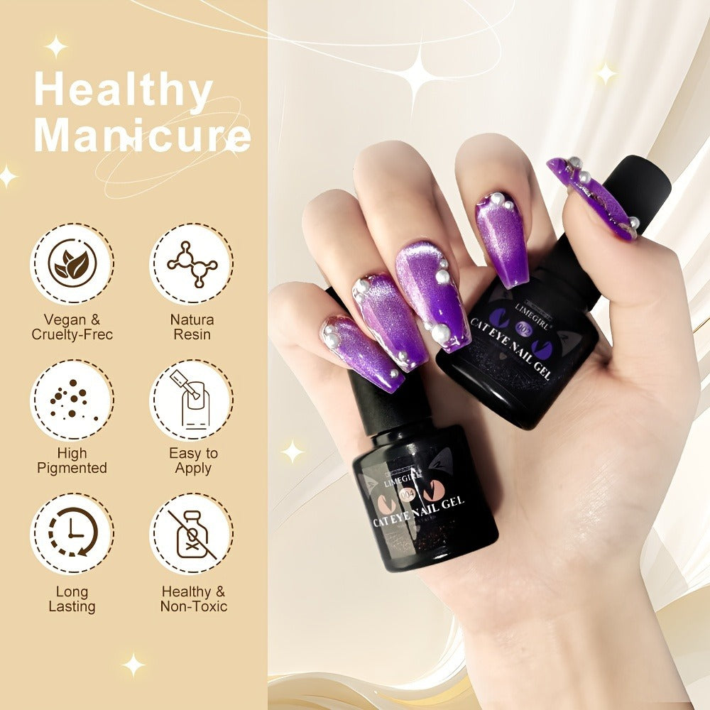 0.27oz Eye Cat Magnetic Gel Flash Gel Nail Polish Semi Permanent Gel Nail Art Decoration Magnetic Cat Eye Nail Gel Polishing Holographic Chameleon Nail Art Gel Varnish with Magnetic Sand Rubbing Category Applicable to Nail Salons AndHousehold