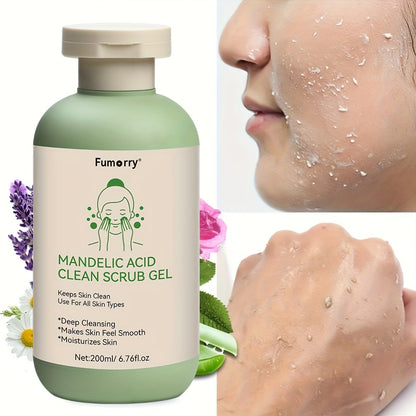 Exfoliating Gel with Mandelic Acid, Aloe & Rose Extract — Deep Cleansing Pore Cleanser for Face & Body, Long-Lasting Moisture, Daily Use, 200ml / 6.76 fl oz
