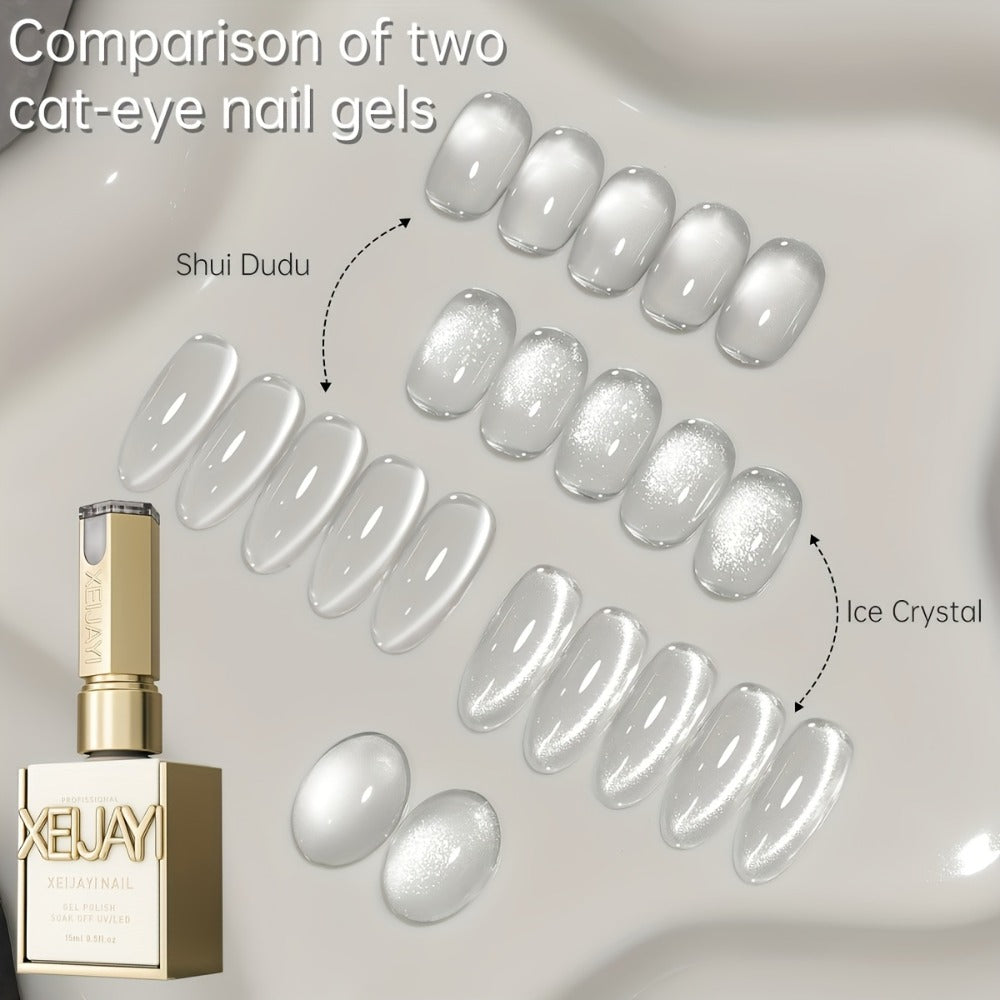 Cat Eye Nail Trends 2025 Holographic Nail Art 2pcs Set 0.51oz Reflective Cat's Eye Magnetic Nail Gel Soaking LED Gel Salon Female Nail Art Tools Fashion Nail Gel