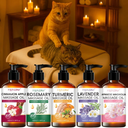 Natural Moisturizing Massage Oil 3.38oz - Nourishing Body Oil with Turmeric, Rosemary, Lavender & Cherry Blossom, Glycerin Formula for All Skin Types, Gentle Non-Irritating Skincare Gift
