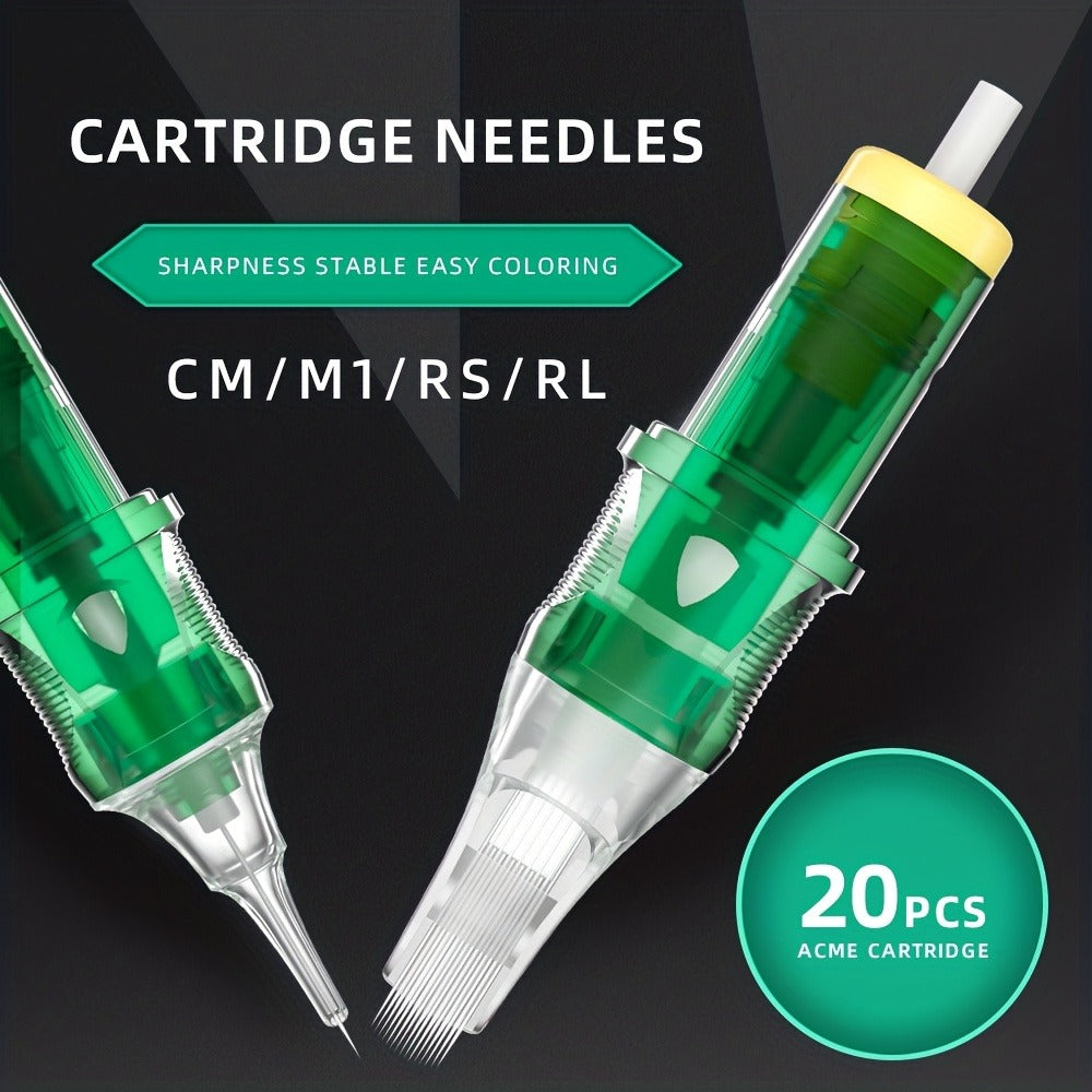 A Set of 20 Disposable Tattoo Needles for Magicians, Featuring High Transparency, Adjustable Lines, Various Gauges, Excellent Rigidity, Lasting Sharpness, And Ample Ink Capacity, Perfect for Both Professional Tattoo Artists And Novices