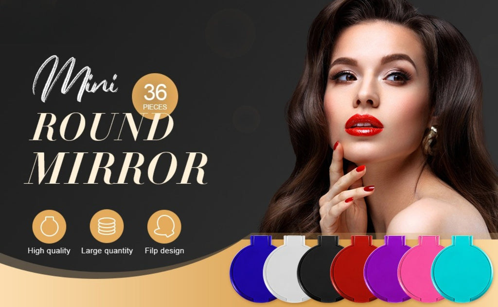 Value Pack Portable Folding Makeup Mirror Set In Royal Blue. Compact Round Mini Mirrors Fit In Purse, Ideal for Women's Daily Use, Travel, And As A Thoughtful Mother's Day Gift(10pcs/ 21pcs Available)