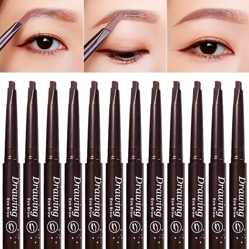 [12 Pack Eyebrow Pencil] 12 Pack Double Headed Eyebrow Pencil Waterproof 5-Color Natural Makeup Double Headed Automatic Eyebrow Pencil Waterproof Long Effect Easy Eyebrow Pencil And Eyebrow Brush