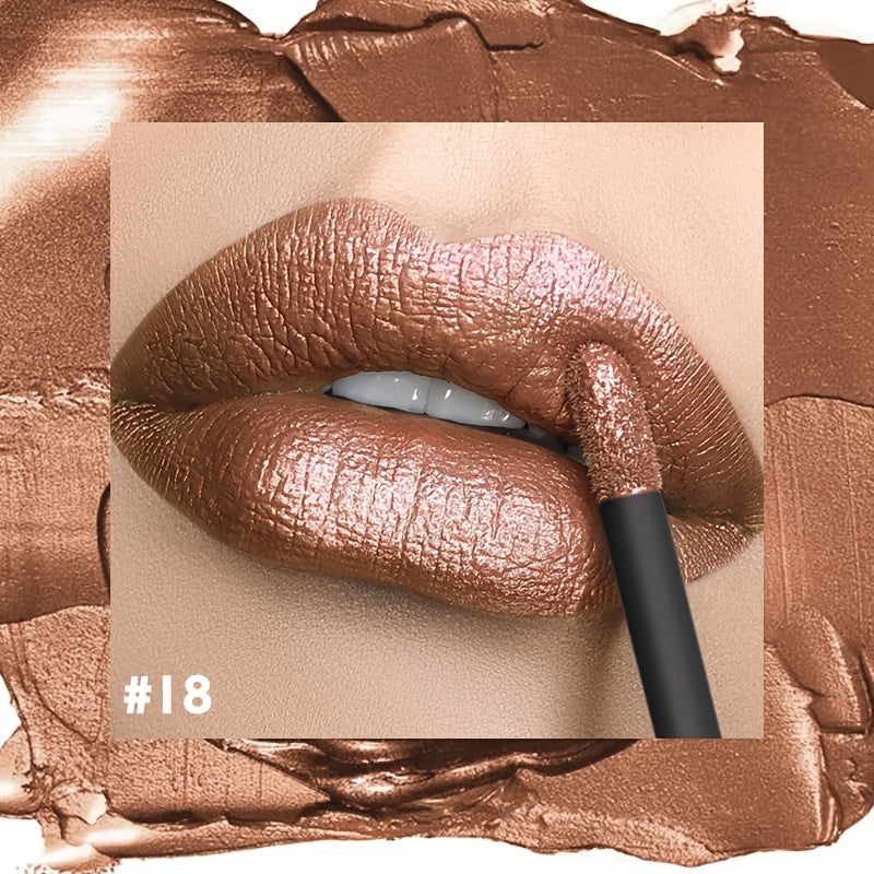 Metallic Lip Gloss High Gloss Long-Lasting Non-Stick Lip Plumper Glossy Lipstick for Women Portable Party Date Daily Makeup Gift 11 Shades