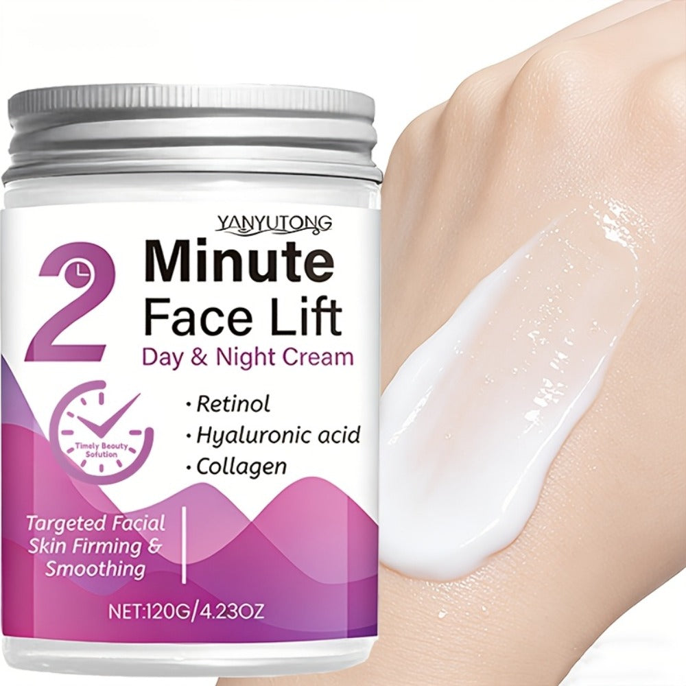 2-Minute Facial Lifting Day And Night Cream, Containing Hyaluronic Acid, Collagen Quick Moisturizing Cream, Suitable for All Skin Tones, 2-Minute Firming And Smoothing