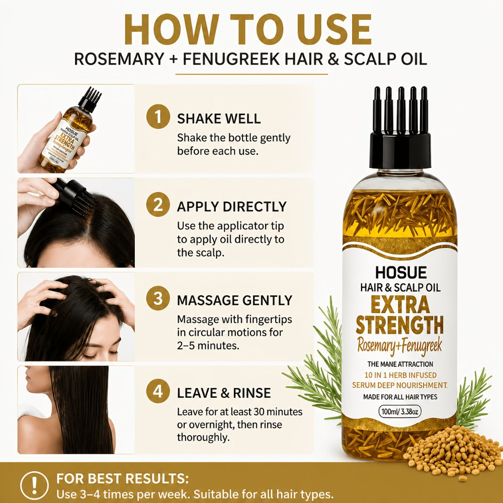 Hair Growth Oil 10-in-1 Treatment with Fenugreek, Rosemary, Batana & Moroccan Oil - Strengthening Scalp & Hair Repair Oil for Dry Damaged Hair, Frizz Control & Nourishment for Women & Men