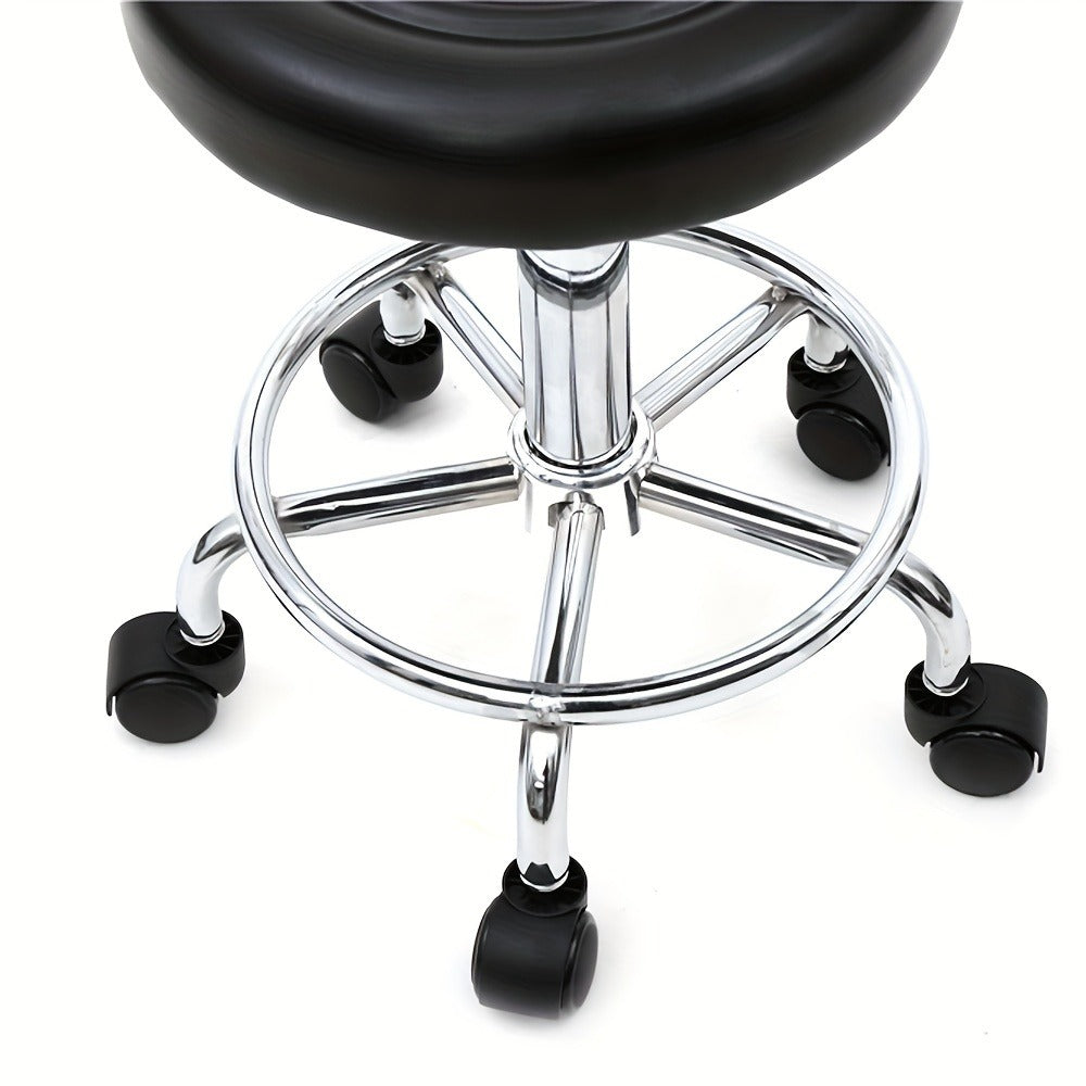 Round Shape Adjustable Salon Stool with Back And Line Black