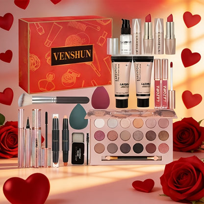 Makeup Kit for Women & Teens All-in-One Bundle with 18-Color Eyeshadow Palette, Lip Gloss & Makeup Brush - Complete Beginner Makeup Set, Perfect Gift for Girls, Teens & Makeup Lovers