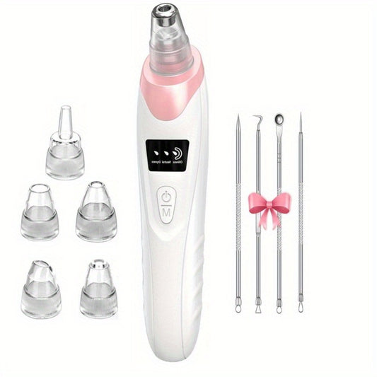 Blackhead Remover - 3 Adjustable Suction Power Levels, 4 Blackhead Remover Tools, 5 Replaceable Probes, USB Rechargeable, Easy to Use And Clean, Gift for Women