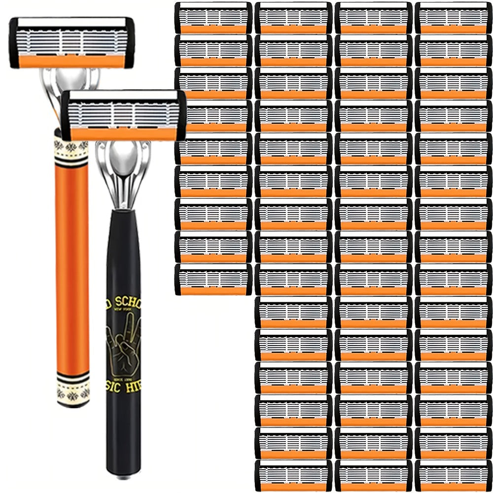 The Classic Men's Manual Razor Is Equipped with Two Comfortable Handles, Sharp And Durable Stainless Steel Blades, And A Progressively Optimized Shaving Experience. It Is An Indispensable Shaving Accessory for Men
