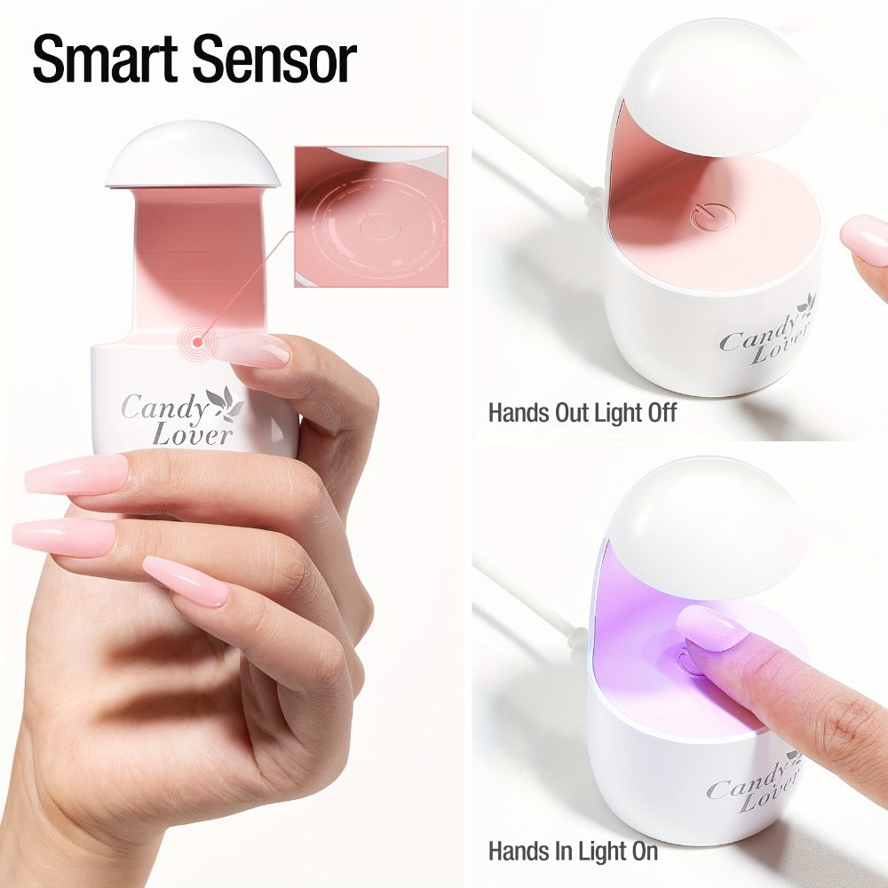 Candy Lover Mini Light for Gel Nails, Small Nail Lamp for Easy And Fast Extension System, Portable Manicure LED Light for Gel Nail Polish DIY Nail Art