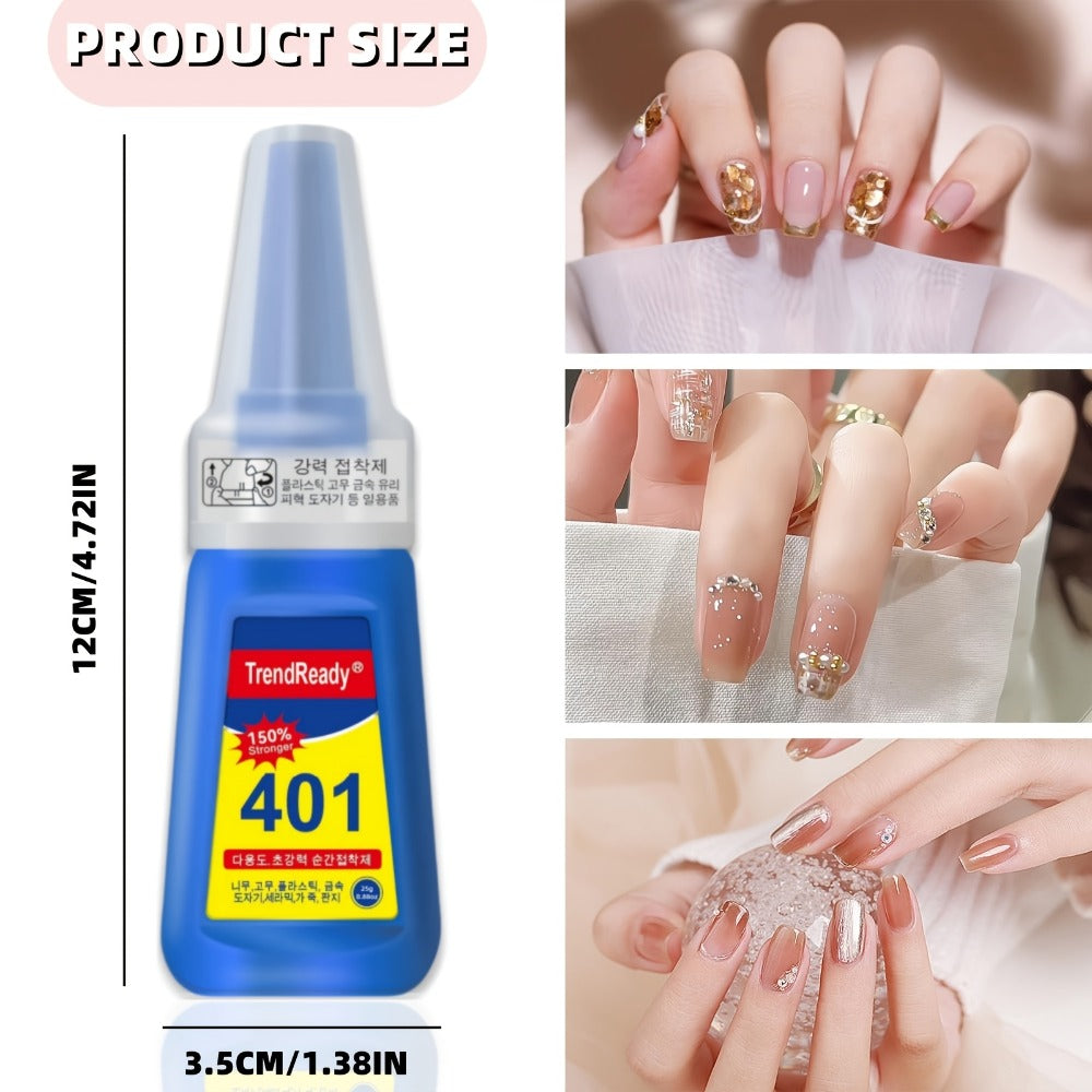8-Pack/6-Pack/4-pack/2-Pack Extra Strong & Waterproof Nail Adhesive with Nail Stickers | 0.85oz Bottles with Dropper Tip | Quick-Release, Long-Wearing | Alcohol-Free Salon Formula | Multi-Use: Nails, Fabric, Repairs | Super Glue, Nail Glue