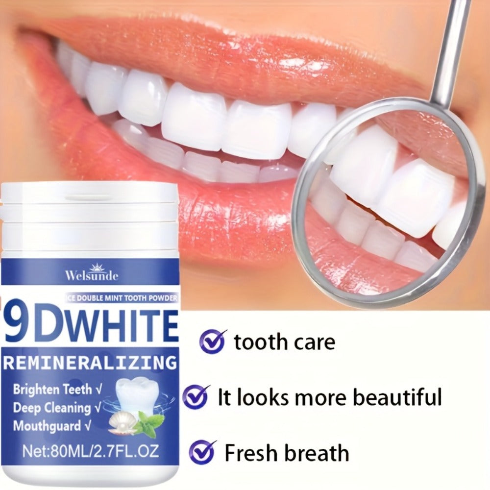 3pcs 9D White Remineralizing Hydroxyapatite Tooth Powder | 8.12oz/8. 1fl. Oz, Deep Cleaning & Mint-Flavored & Fresh Breath, Ideal for Oral Health & Hygiene, Tooth Brightening Powder for Both Men And Women, Ideal for Daily Deep Cleaning of Teeth