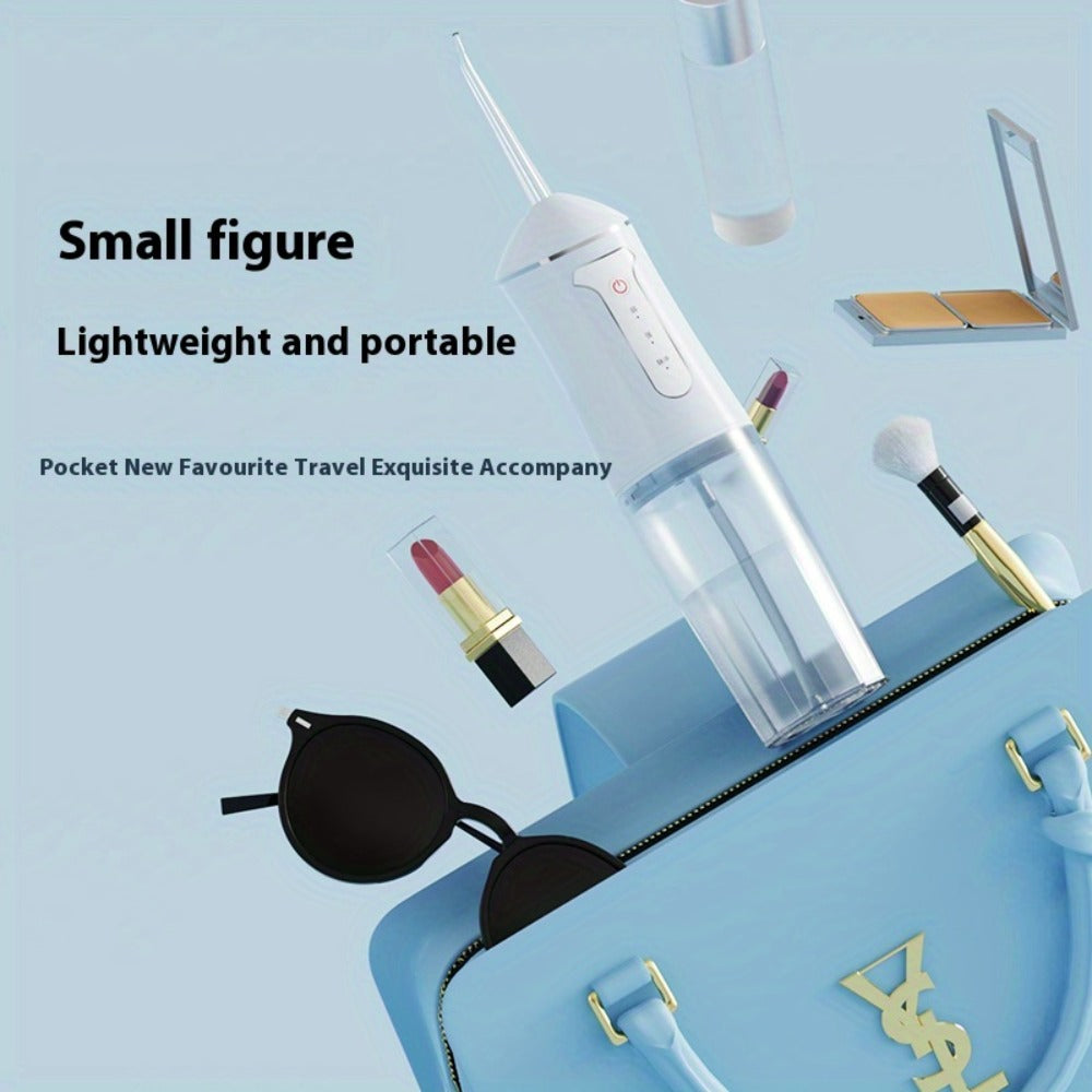 Portable USB Rechargeable Water Flosser with Smart Chip - Stylish Black Electric Orthodontic Appliance Suitable for Healthy Gums, Including 4 Nozzles And Orthodontic Nozzles, 3 Cleaning Modes, Essential for Travel, Valentine'S Day Gift