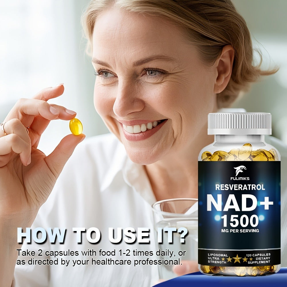 120 NAD+ Supplement Capsules with Resveratrol | Daily Vitality, for Men and Women, Brand: FULIMIKS