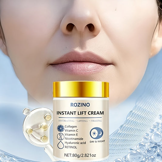 ROZINO Instant Collagen & Niacinamide Cream - 5-Second Lift And Tightening, Collagen-Infused Face And Neck Cream for Dark Circles, Puffiness, Sensitive Beige, Sensitive Eyes, All Beige Types, Instant Firming Moisturizer