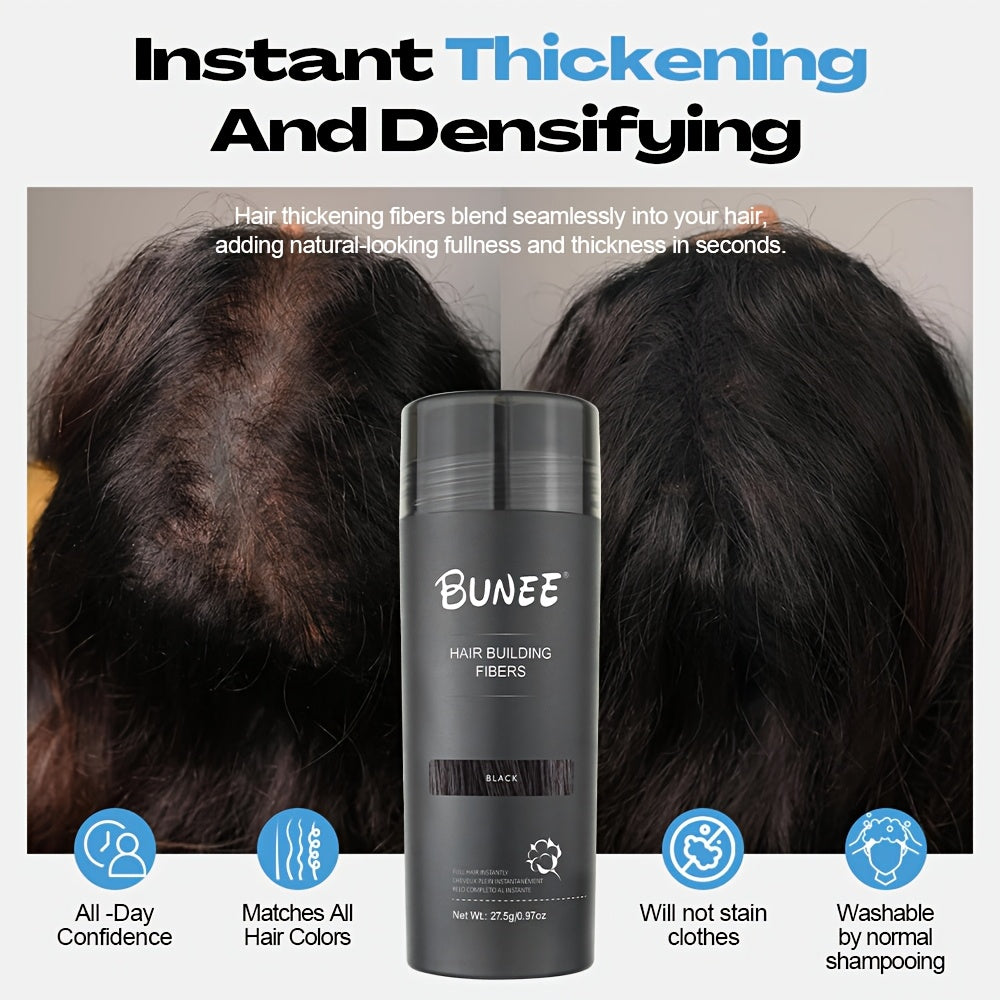 BUNEE Hair Building Fibers-Instant Thickening Powder for Thin Hair | Natural-Looking Volume & Density | Multi-Color Options to Match All Hair Shades | All-Day Hold, Washable & Non-Stain