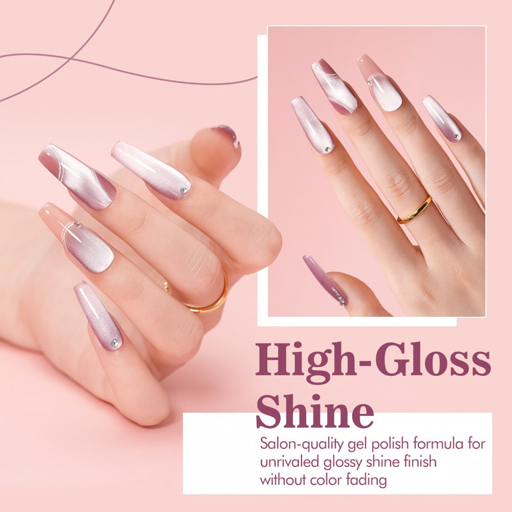 MORDDA 6 Colors Magnetic Cat'S Eye Gel Polish - Shimmering Reflective Semi-Permanent Nail Polish With/Led, Soak-Off And Magnetic Swirl Design for Salon And Use, Alcohol-Free, Magnetic Nail Polish, Nail Art, Durable Manicure