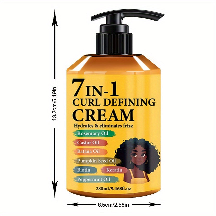 Upgraded New Arrival 7-in-1 Hair Curling Cream With Moroccan Argan Oil, 9.47oz*1 Bottle - Naturally Fluffy, Long-Lasting Hold, Moisturizing, Suitable For Wavy And Curly Hair, Protects Hair With Rosemary Curling Hair Products And Hair Care Products.