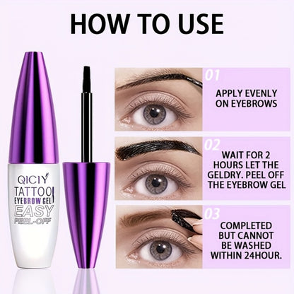 Tattoo Eyebrow Gel 4-Pack Semi-Permanent — Waterproof Long-Lasting Eyebrow Tint Cream with Plant-Based Squalane, Easy Peel-Off, 4 Shades All Skin Types