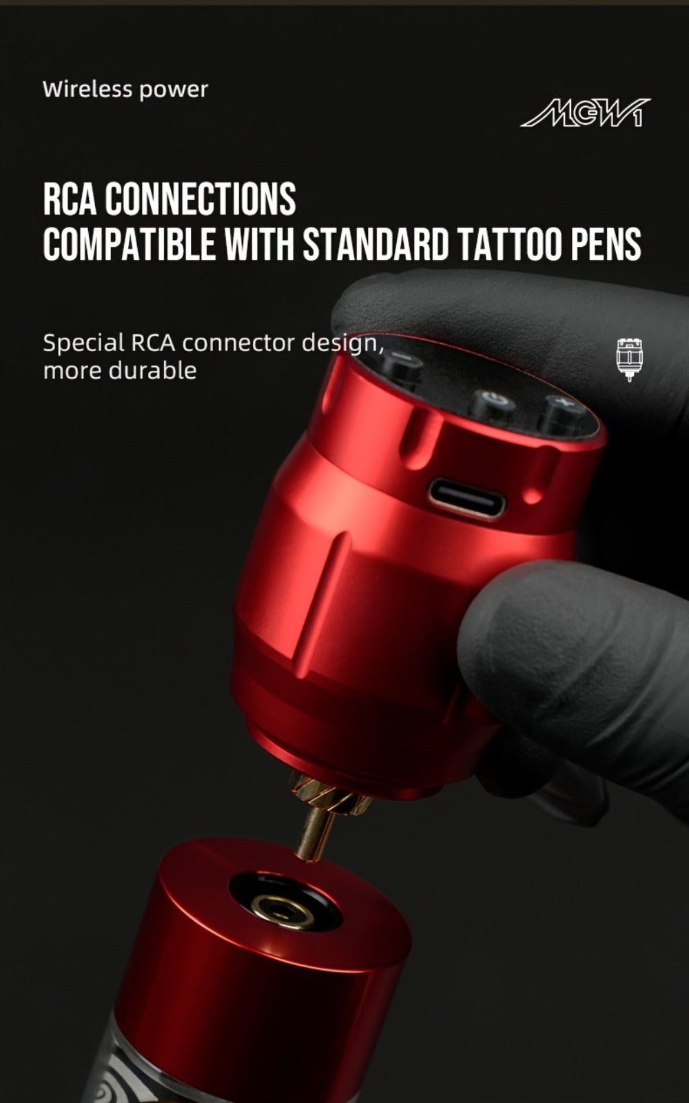 Wireless Power Supply for Tattoos, Featuring a Portable Rechargeable Motor Without Cords, Equipped with an LED Digital Display And RCA Connector, Designed for Rotary Tattoo Machines And Makeup Tools