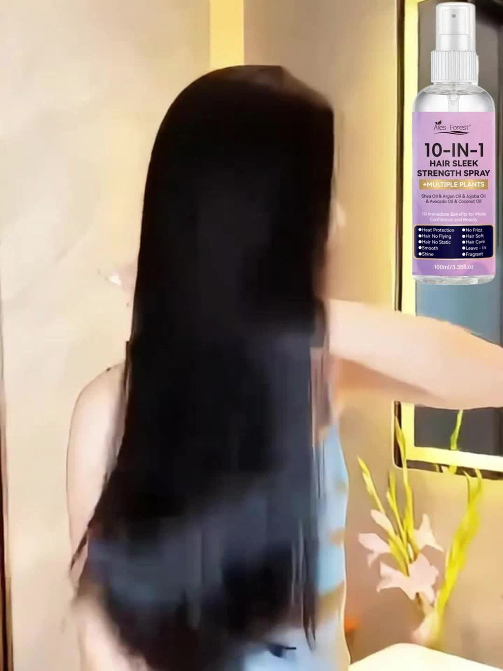 10-In-1 Hair Care Spray - No-Rinse Hair Spray, Fragrance-Free Hair Smoothing Spray, Anti-Frizz, Detangles, Adds Shine to Dry, Damaged Hair - Suitable for All Hair Types, 5-Second No-Rinse Conditioner, Stylish Bottle Design, Plant-Based Formula