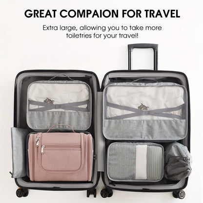 Hanging Toiletry Bag with Hook for Women Men Travel Shower Bag Multi-Pocket Cosmetic Makeup Organizer Large Capacity Bathroom Bag for Travel Pink Black Leopard