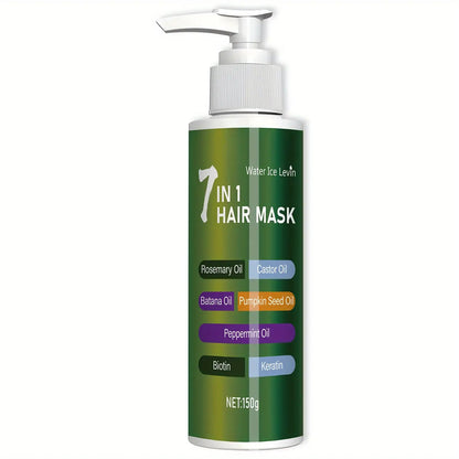 Deep Conditioning Hair Mask 7-in-1 with Rosemary Oil, Castor Oil & Biotin Keratin – Prevents Breakage, Softens Dry Hair | 150g Water Ice Levin Formula