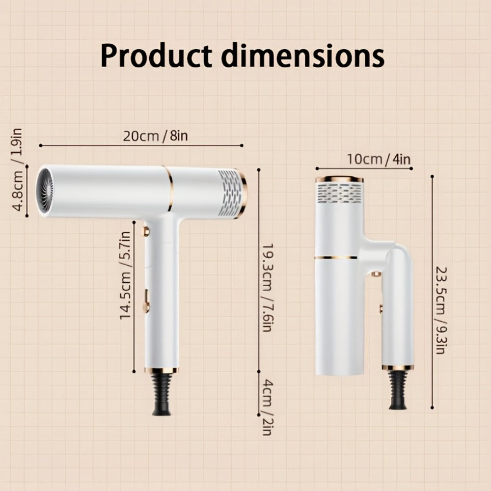 Professional Hair Dryer with Foldable Handle — Bristle Motor, Hot & Cold Air, Concentrator Nozzle & Stand Included, Quick Dry for All Hair Types