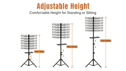 Braiding Hair Rack 144 Pegs — Height Adjustable 2-Side Hair Extension Holder Stand with Tray, Foldable Portable Professional Braiding Station for Salon Home Travel