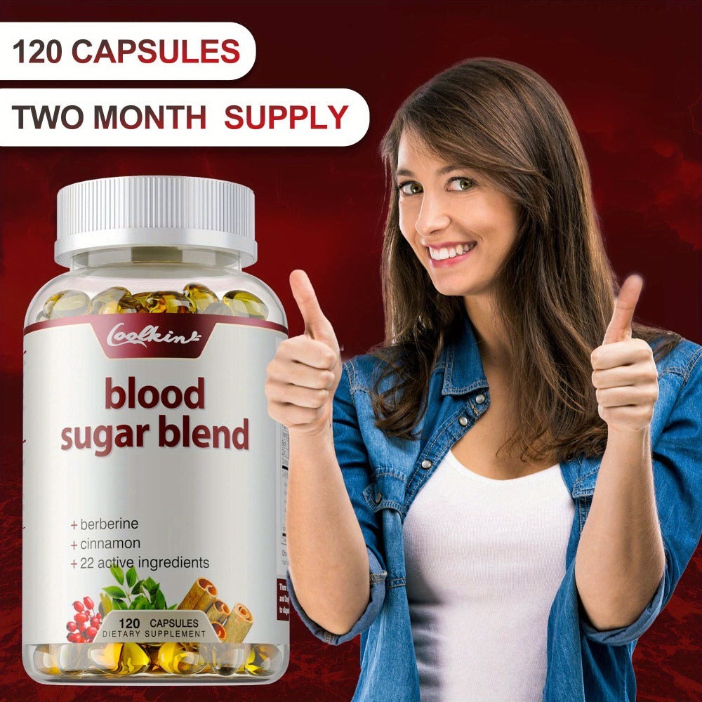 Blood Sugar Blend - with Berberine HCL, Cinnamon, Coq10, Turmeric, Alpha Lipoic Acid, Support Healthy Blood Sugar Levels - 120pcs