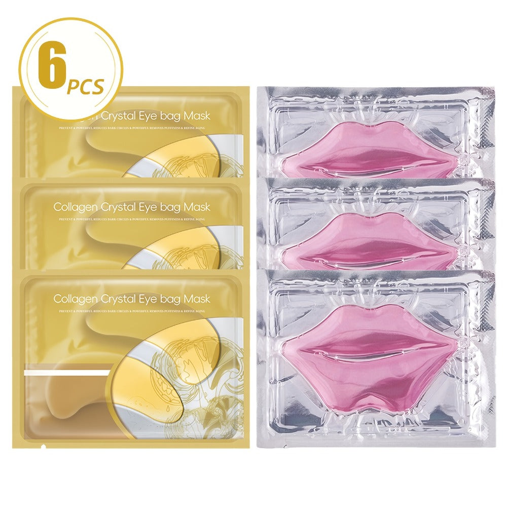 6pcs/12pcs/18pcs Moisturizing Eye Mask Hyaluronic Acid Pink Lip Mask Patch For Hydrated Lips, Moisturizing And Hydrating Anti-Dry Lip & Eye Care & Lip Eye Sleeping & Lip Eye Nourishes & Smoothing Mother Gifts Set For Women Christmas Gifts