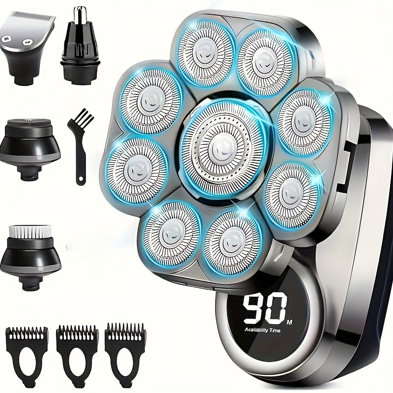 9D Electric Head Shaver for Bald Men, Upgraded 5-In-1 Head Shaver for Bald Men, Grooming Kit Electric Shaver for Men, Cordless Rechargeable Bald Head Razor for Home&Travel Gift Good, Valentine'S Day Gift