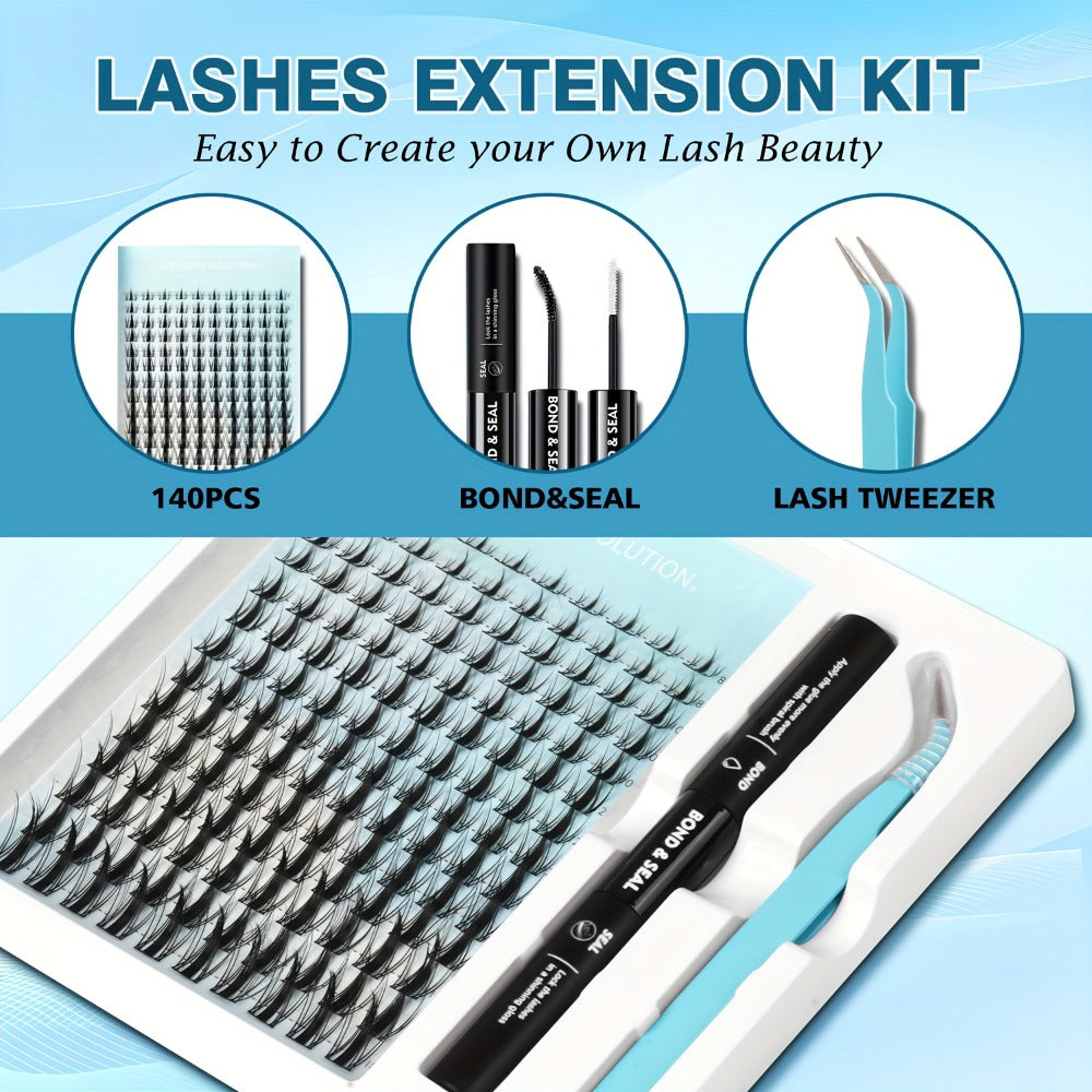 Fairy Lash Clusters Kit 8mm-18mm Manga C Curl Anime Eyelash Extension Kit Individual Spike Lashes DIY Volume Natural with Spikes Wet-Look Spiky