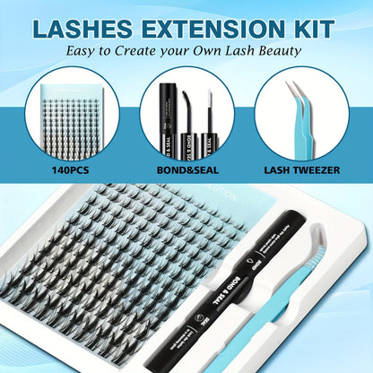 Spike Lash Clusters Kit 8mm-18mm C Curl Anime Fairy Manga Style Individual Spiky Lash Extensions DIY Volume Wet-Look Spiky Natural Lashes with Adhesive Glue