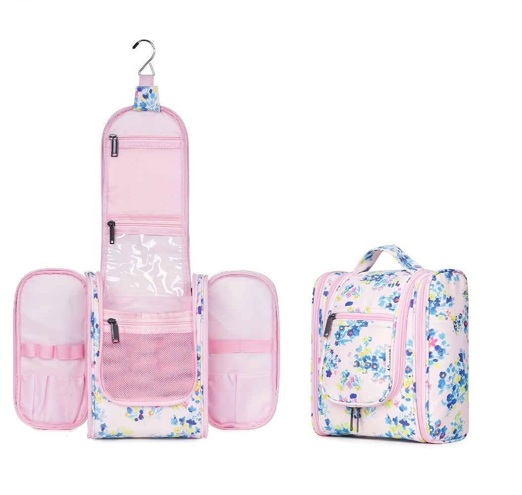 Hanging Toiletry Bag for Women Travel Makeup Bag Multi-Compartment Cosmetic Organizer with Hook Large Capacity Waterproof Toiletry Pouch for Travel Cruise Gym