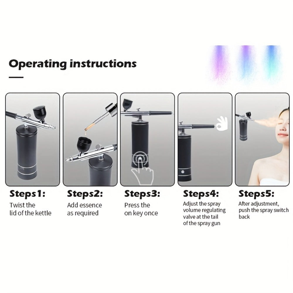 Airbrush Kit Including a Compressor, Featuring a Handheld Airbrush Gun with a 0.3Mm Nozzle, Designed for Portable Use in Painting, Tattooing, Nail Art, Model Painting, Makeup, And Cake Decoration
