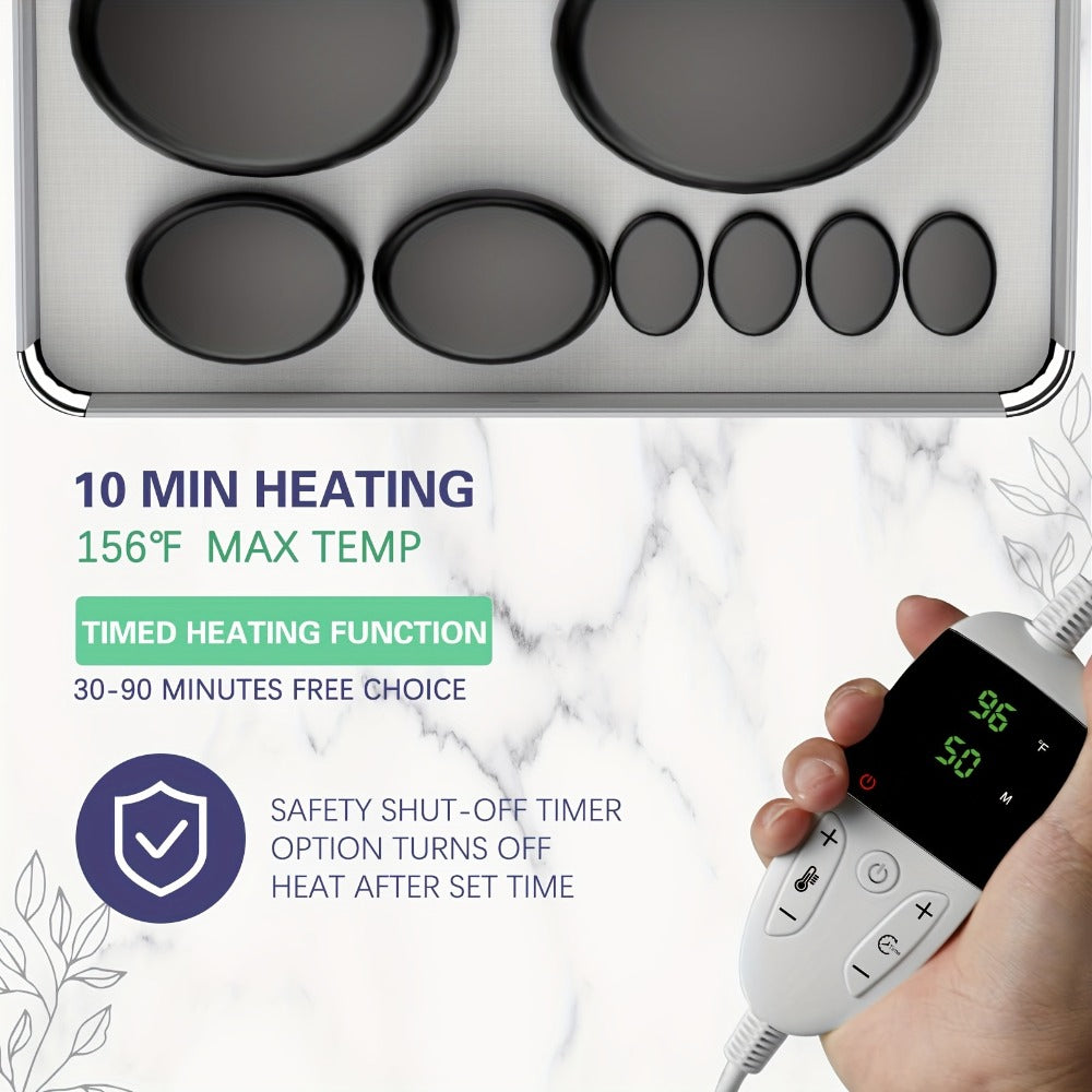 Hot Stones Massage Set With Temperature Adjustment-20pcs Hot Stones With Heater Kit, Professional Massage Tool For Spa-LSuitable For Neck, Back, Stomach, Leg And Body Massage