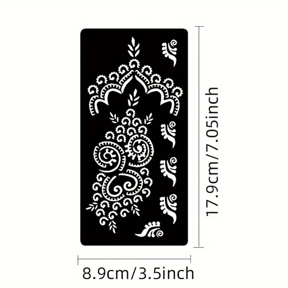9 Reusable Temporary Tattoo Templates for Arms, Hands, Navels, Legs, Large Flower Tattoo Supplies, Stone Glitter Airbrush Painting Templates for DIY Fake Tattoos for Parties