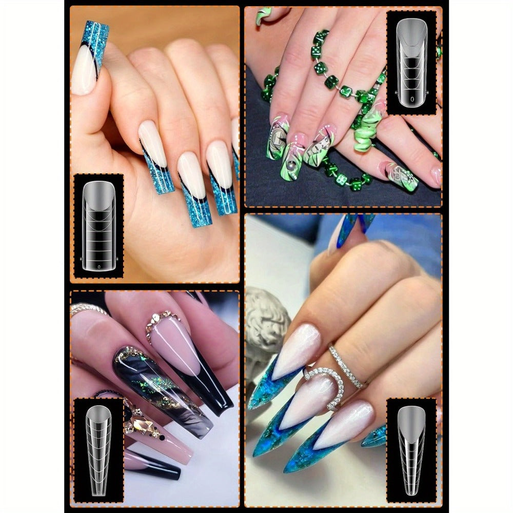 EBANKU Dual Form Kit, 192pcs Poly Gel Forms For French Nails, 96pcs Reusable Pads, 5pcs Clips, Brush Pen, Files Buffer, Extension Kit For Beginner