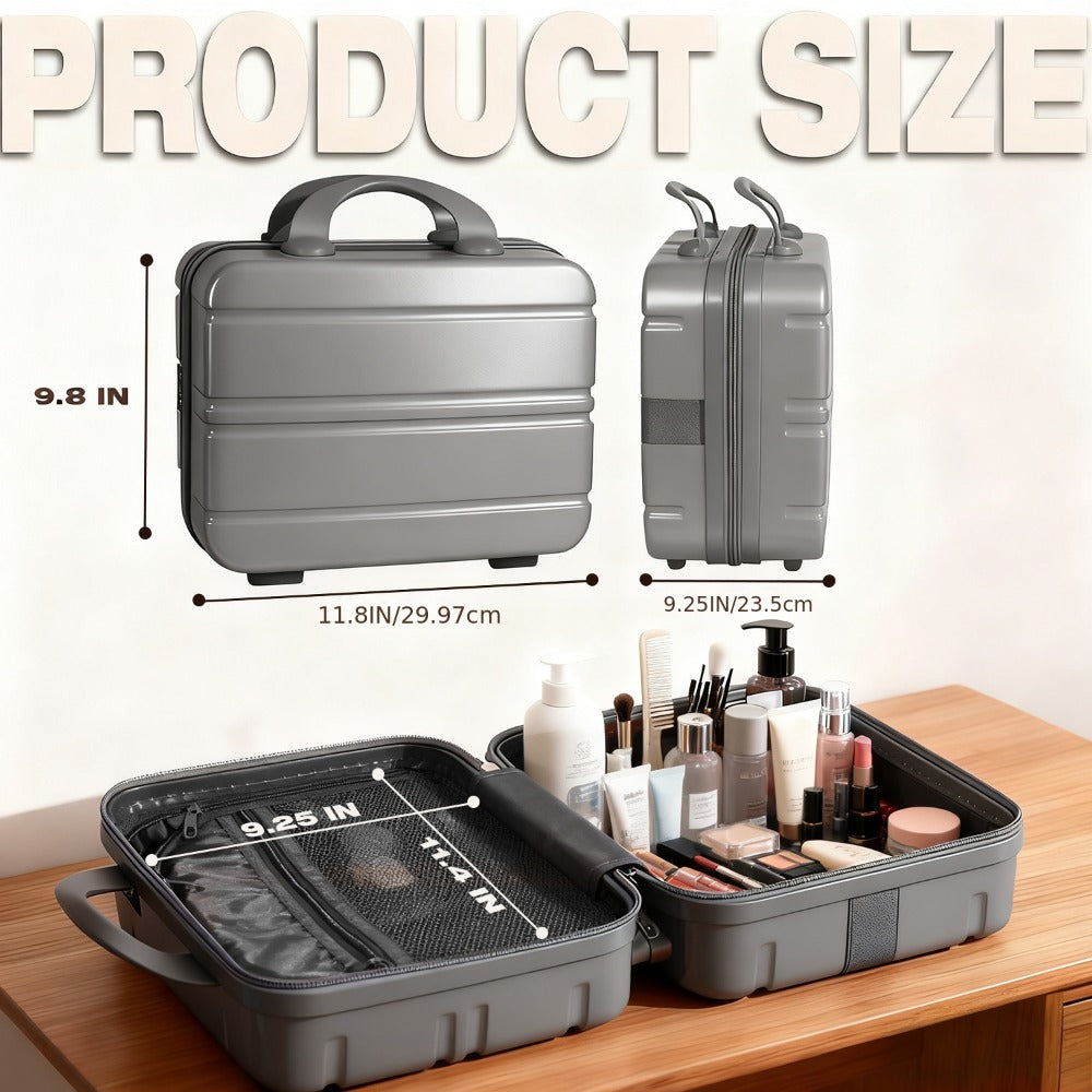 Portable Makeup Travel Case Hand Luggage, Pressure-proof Carrying Makeup Case Suitcase with Elastic Band, Small Hard Shell Cosmetic Case for Travel Camping.The Choice for Elegant Women